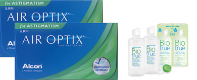 2x Air Optix Hydra Glyde for Astigmatism 6er-Box + 2x Biotrue 300ml 